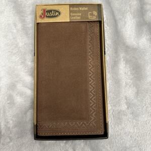 Justin Men's‎ Rodeo Wallet Brown Suede Genuine Leather RFID Checkbook Western